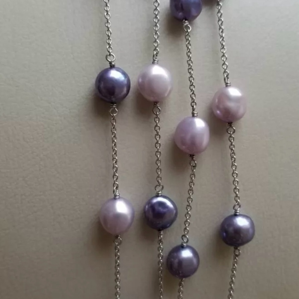 Honora Sterling Silver 925 Purple and Pink Pearl Necklace